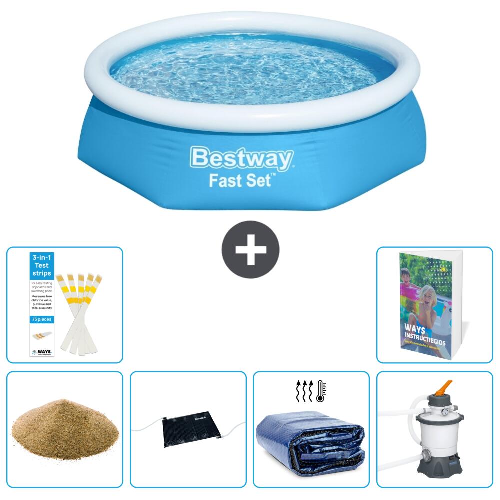 BESTWAY Basen Fast Set Okrągły - 244x61 cm - 7-częściowy S69