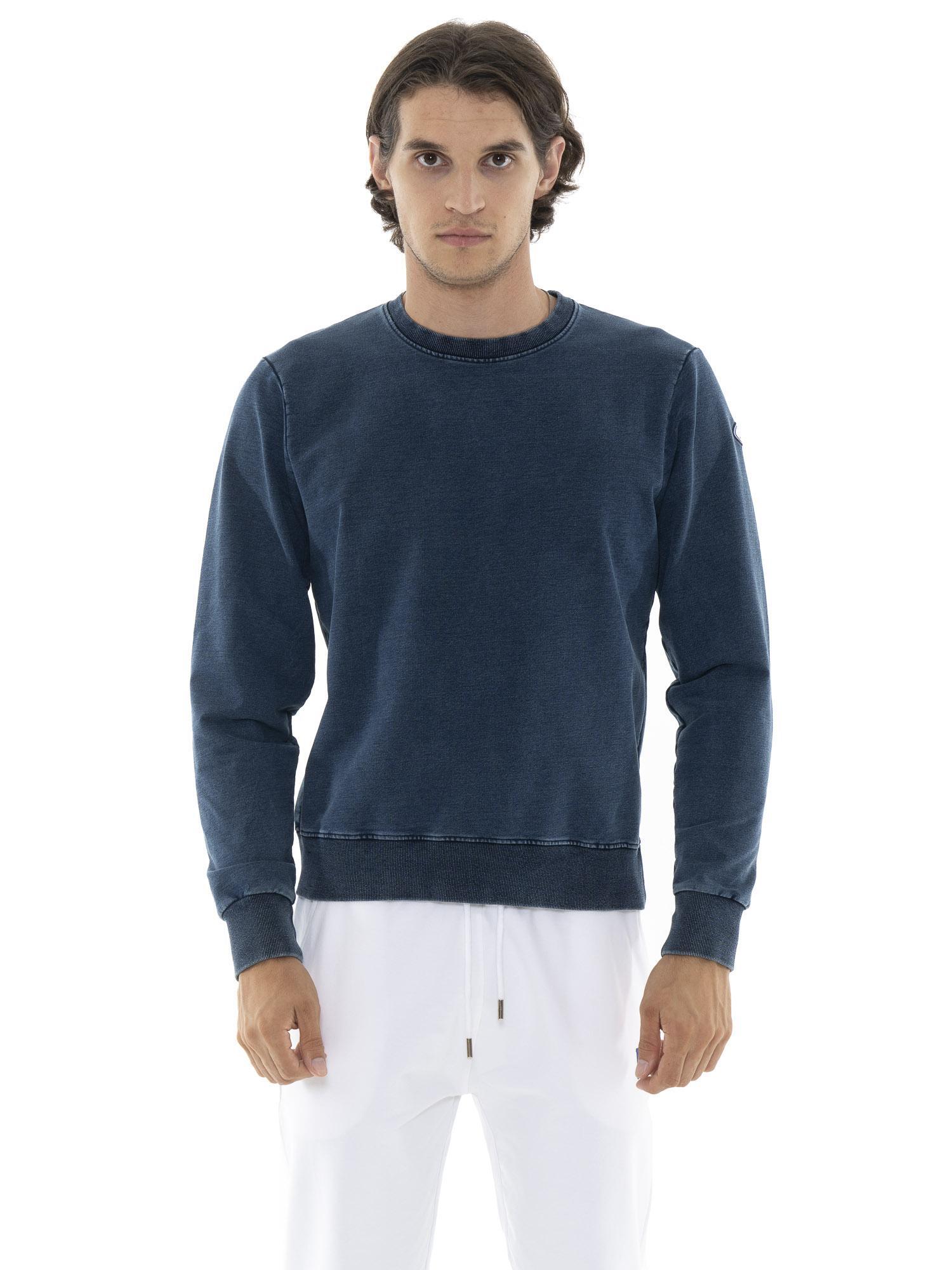 Leone Denim Bluzy męskie z okrągłym dekoltem i wciąganym kołnierzem