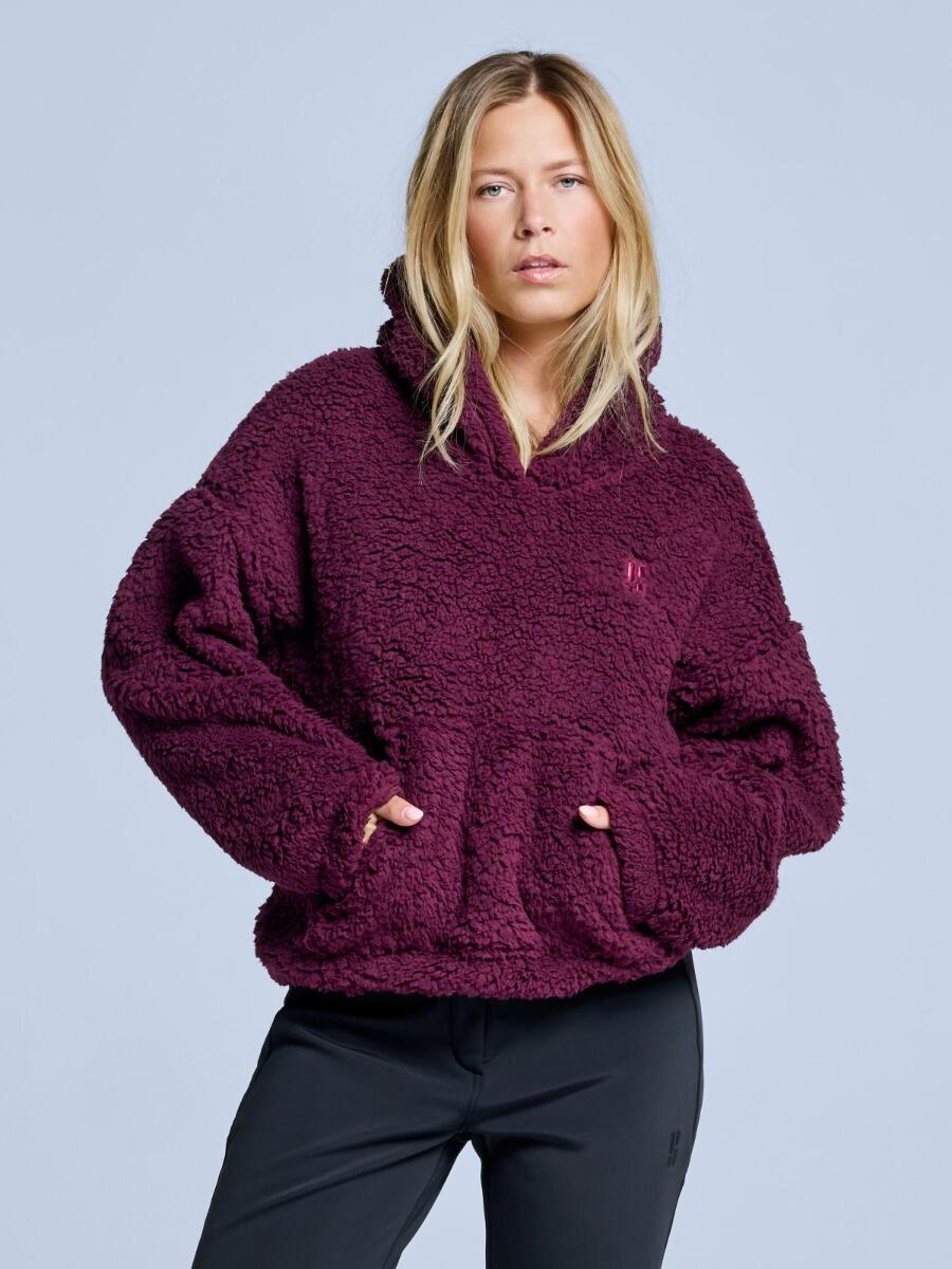 Bluza z kapturem Fluffy - damska - na cztery pory roku - Teddy - bordowa