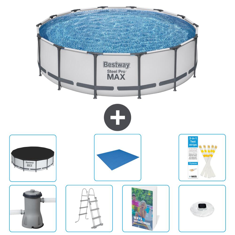 BESTWAY Basen Steel Pro MAX Okrągły - 427x122 cm - 8-częściowy S596
