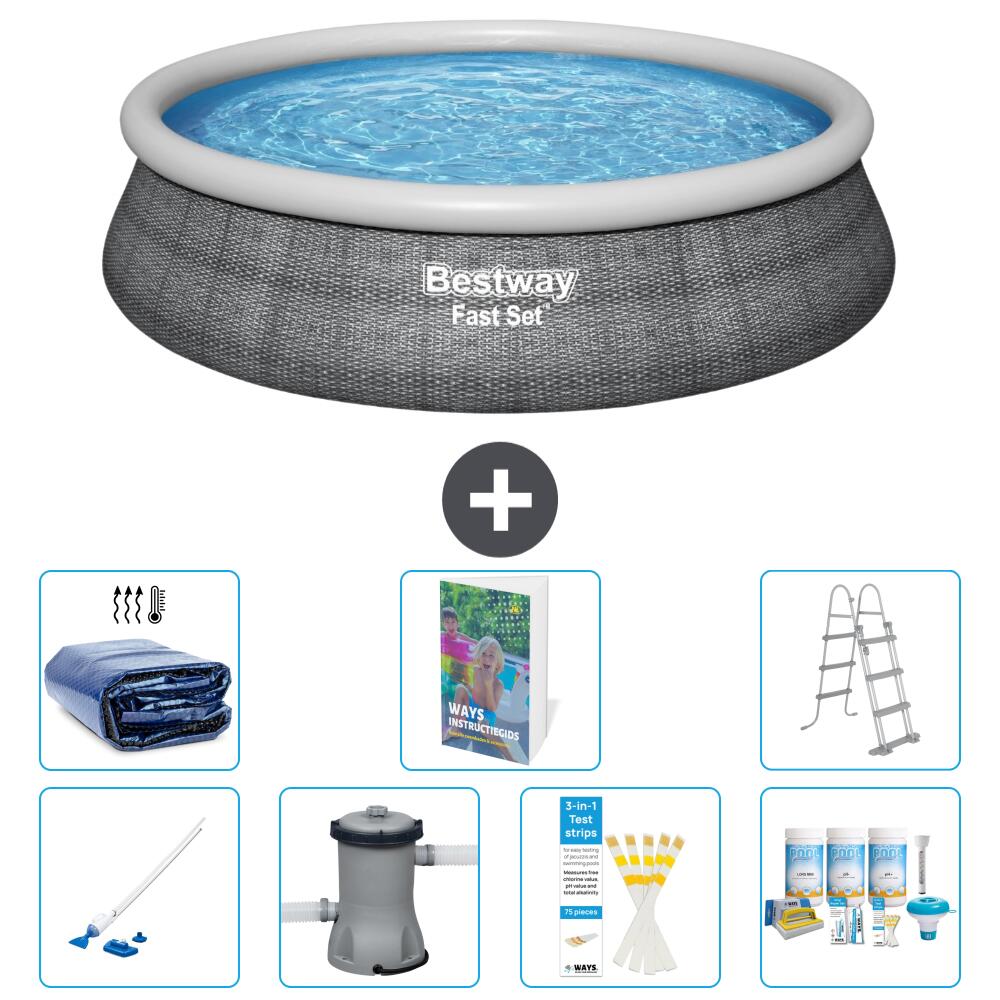 BESTWAY Basen Fast Set Okrągły - 457x107 cm - 8-częściowy S484