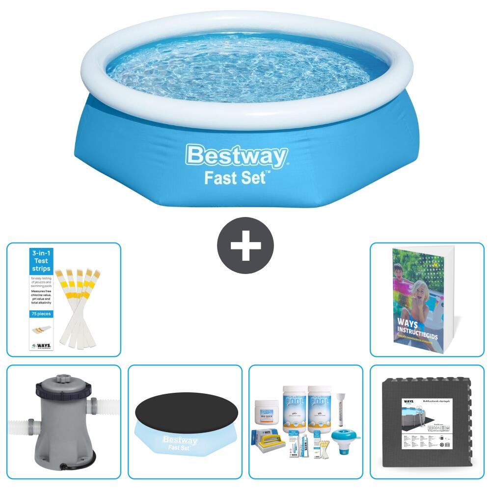 BESTWAY Basen Fast Set Okrągły - 244x61 cm - 7-częściowy S238