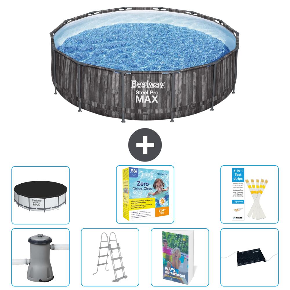 BESTWAY Basen Steel Pro MAX Okrągły - 427x107 cm - 8-częściowy S582