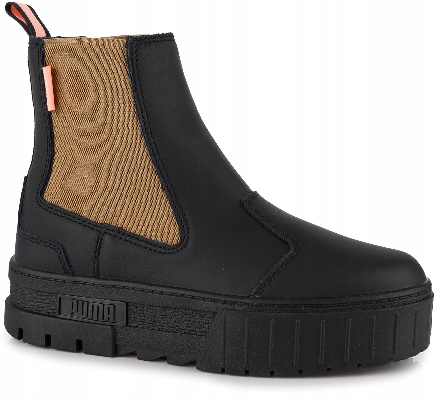 Damskie buty botki na platformie czarne Puma Mayze Chelsea