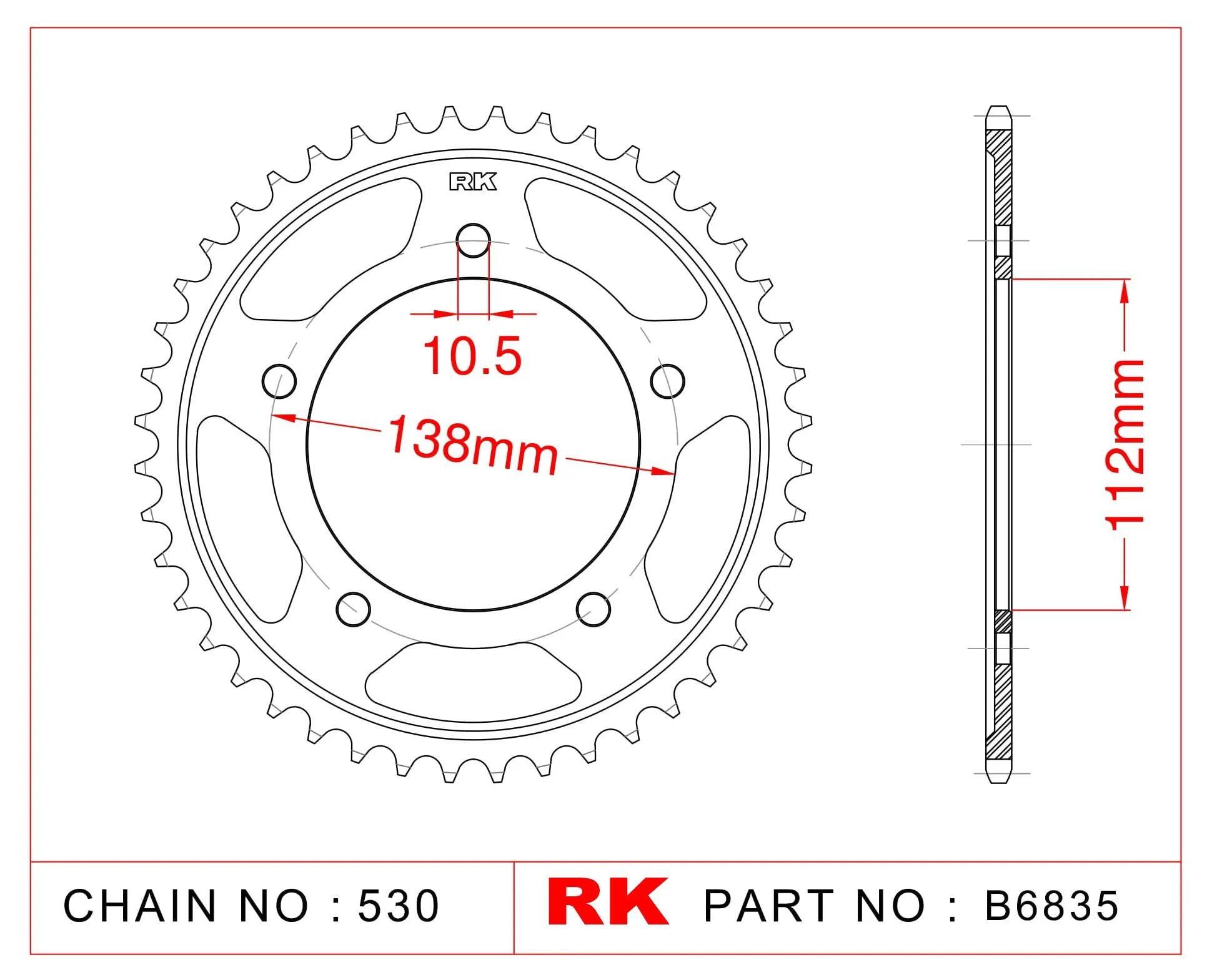 RK 530 koło łańcuchowe 48z stal srebrna