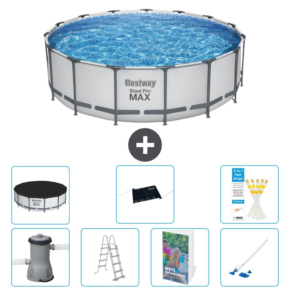 BESTWAY Basen Steel Pro MAX Okrągły - 488x122 cm - 8-częściowy S600
