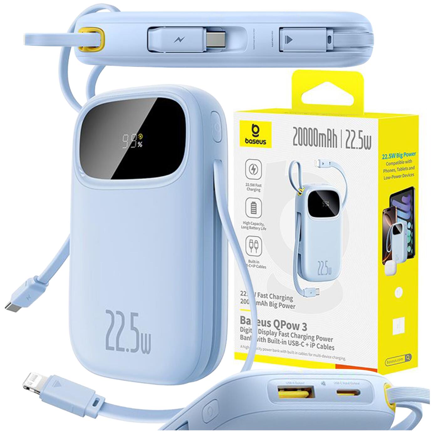 Powerbank Baseus 20000 mAh 22.5W USB-C Lighting USB-A