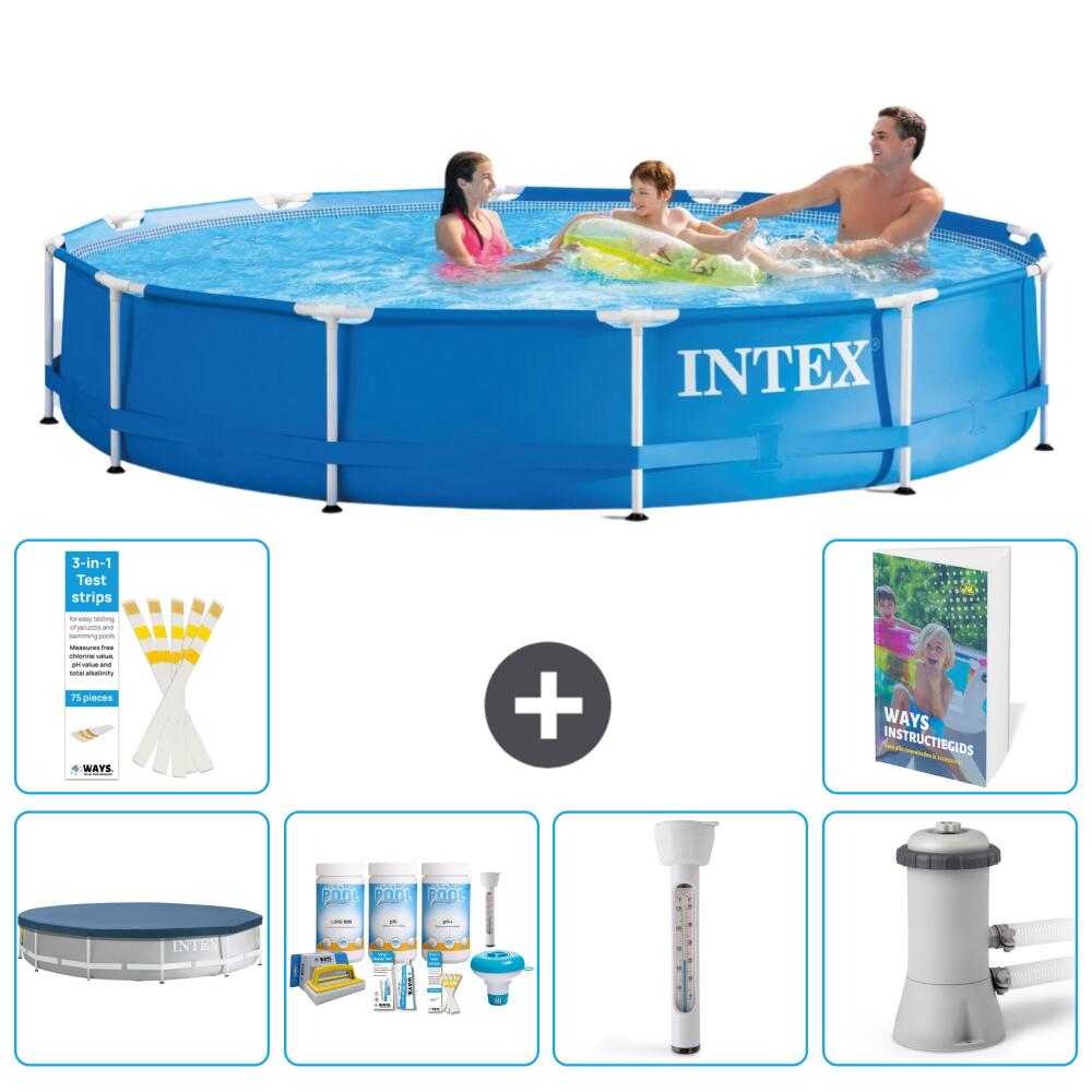 INTEX Basen ze stelażem Okrągły - 366x76 cm - 7-częściowy S52