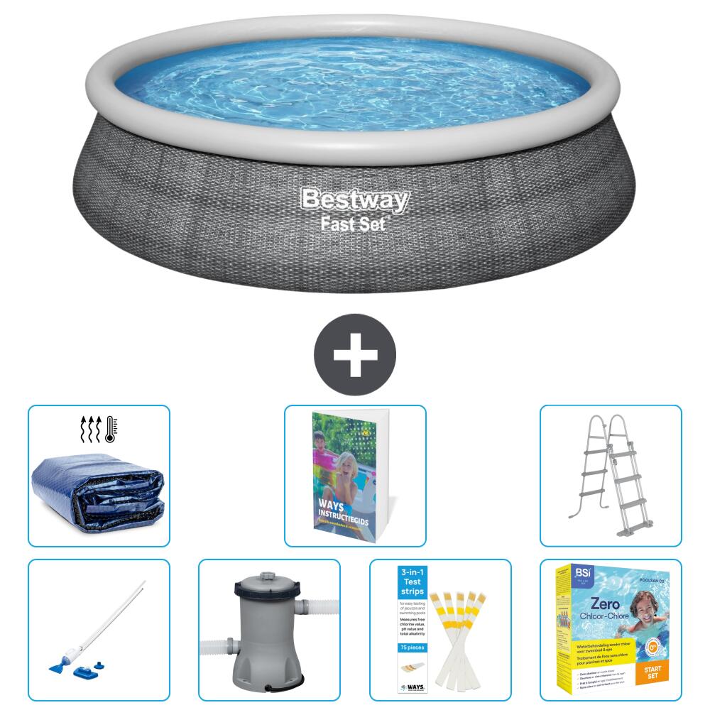 BESTWAY Basen Fast Set Okrągły - 457x107 cm - 8-częściowy S370