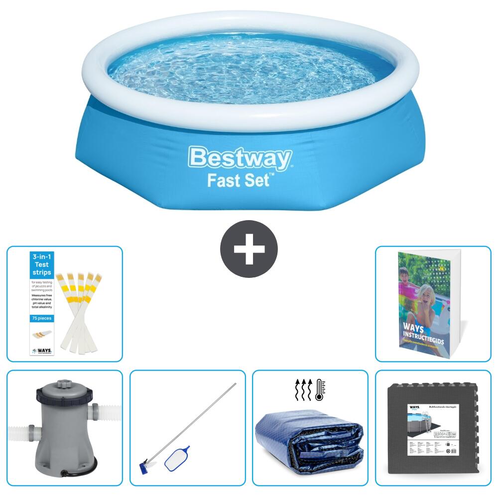 BESTWAY Basen Fast Set Okrągły - 244x61 cm - 7-częściowy S217