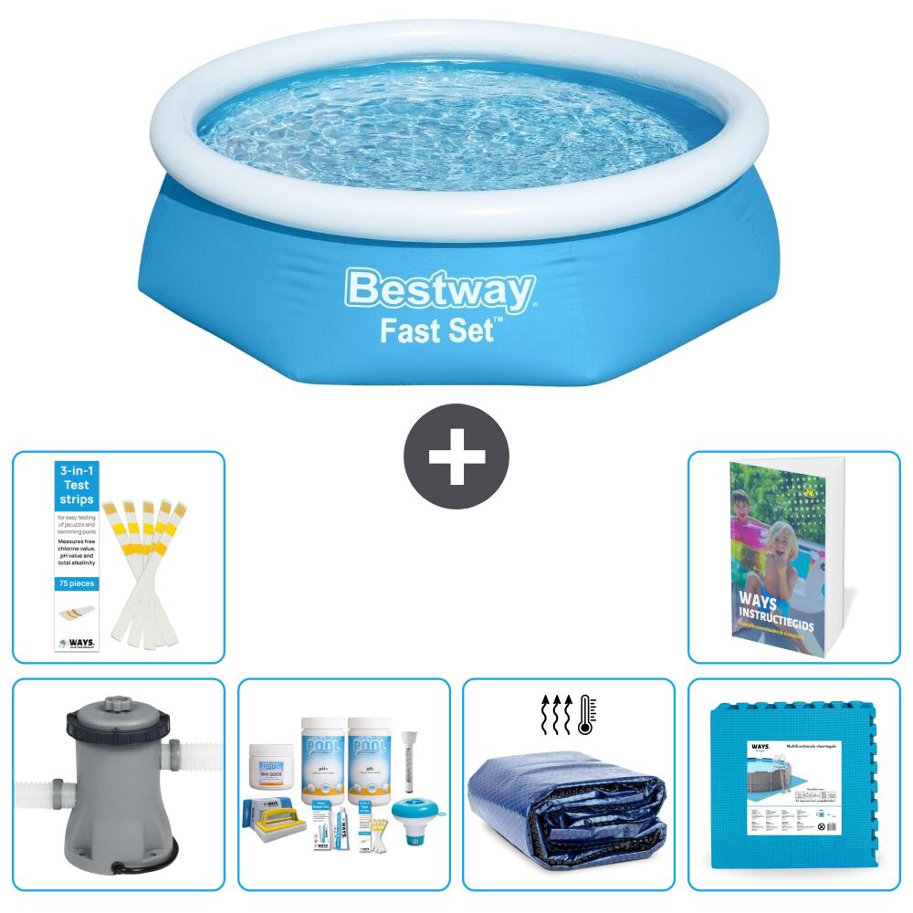BESTWAY Basen Fast Set Okrągły - 244x61 cm - 7-częściowy S188