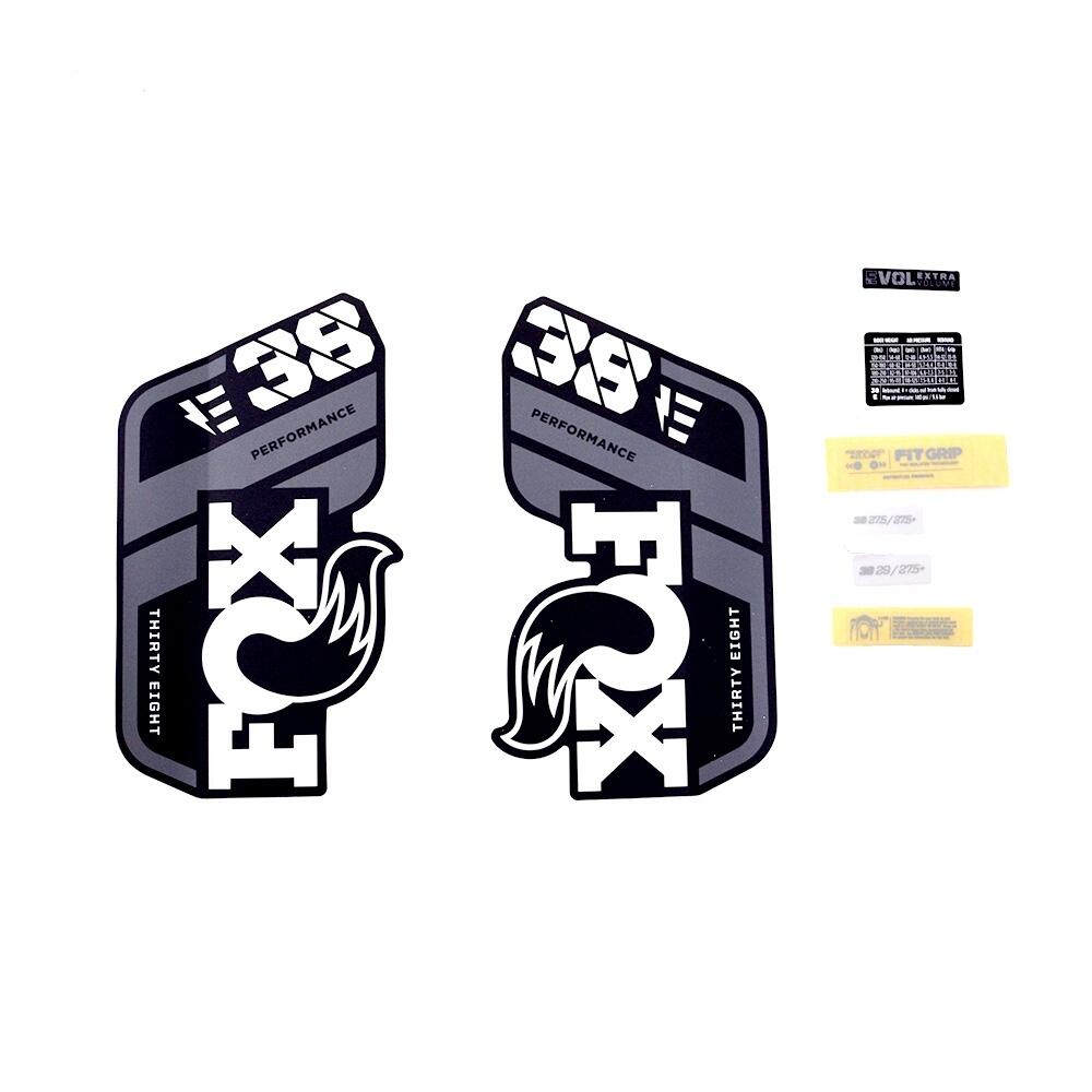 Zestaw naklejek transferowych Fox 2021, 38, P-S, E-Bike+, Logo, Fork