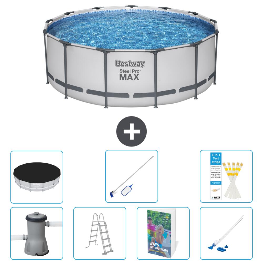 BESTWAY Basen Steel Pro MAX Okrągły - 427x84 cm - 8-częściowy S605
