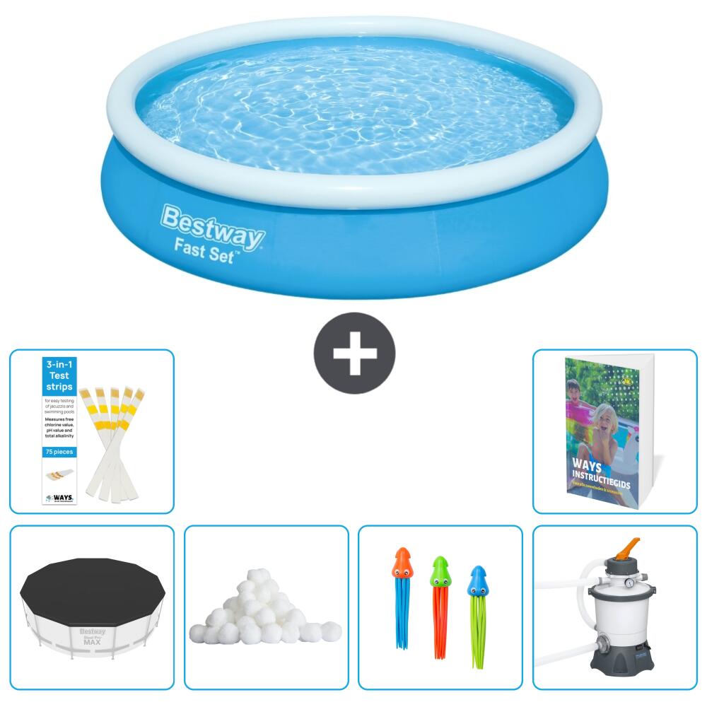 BESTWAY Basen Fast Set Okrągły - 366x76 cm - 7-częściowy S8