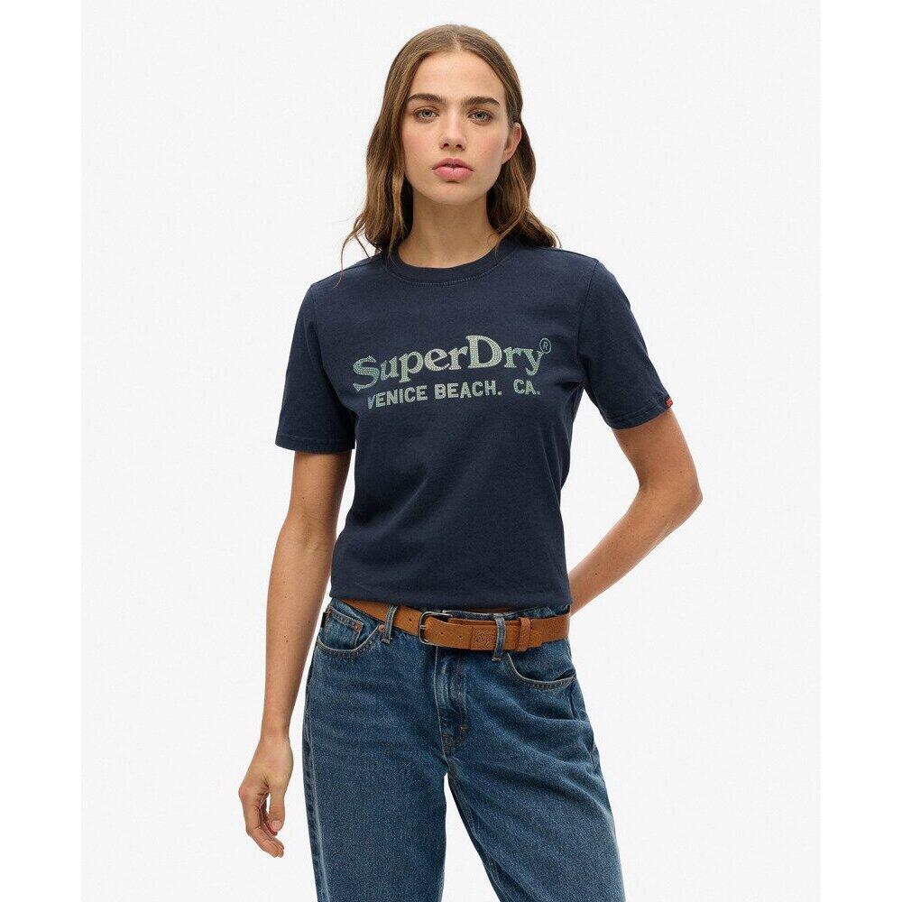 Metaliczny t-shirt damski casualowy Superdry Venue