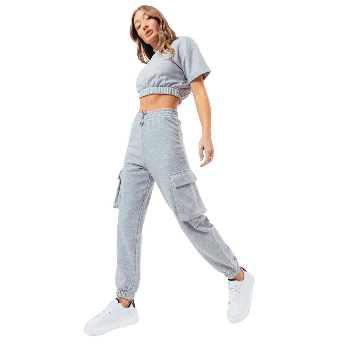 Spodnie sportowe damskie Sweat Crop T-Shirt-Cargo Joggers