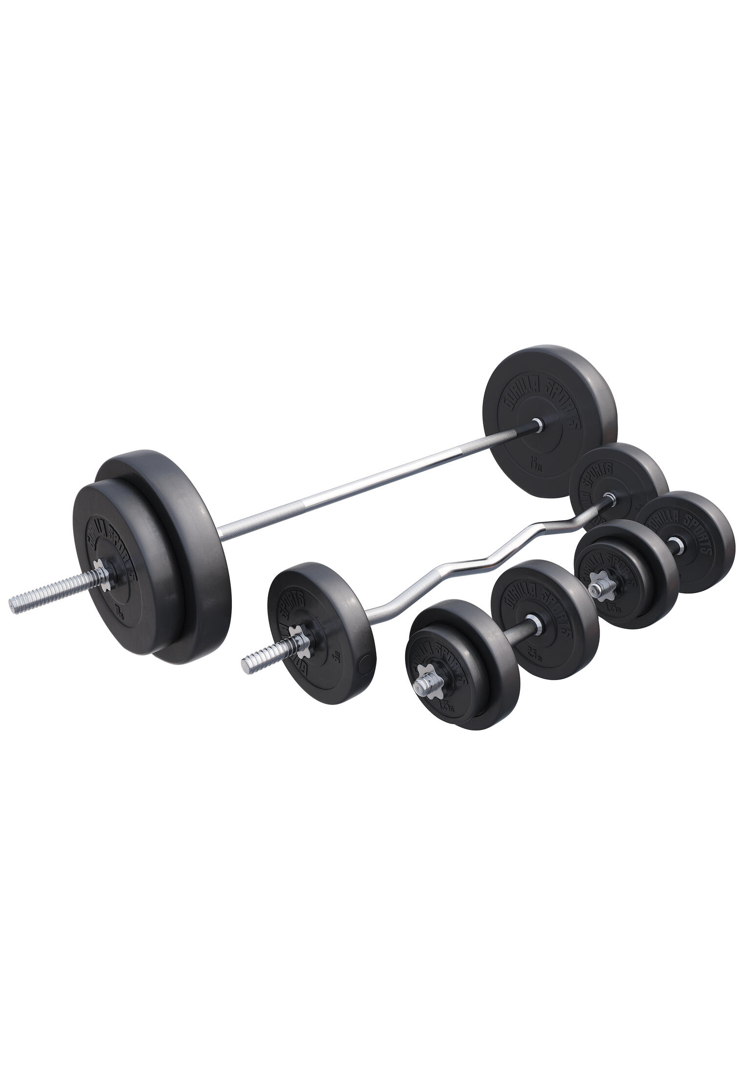 ZESTAW sztanga hantle 4x gryf 14x obciążenia 98 kg