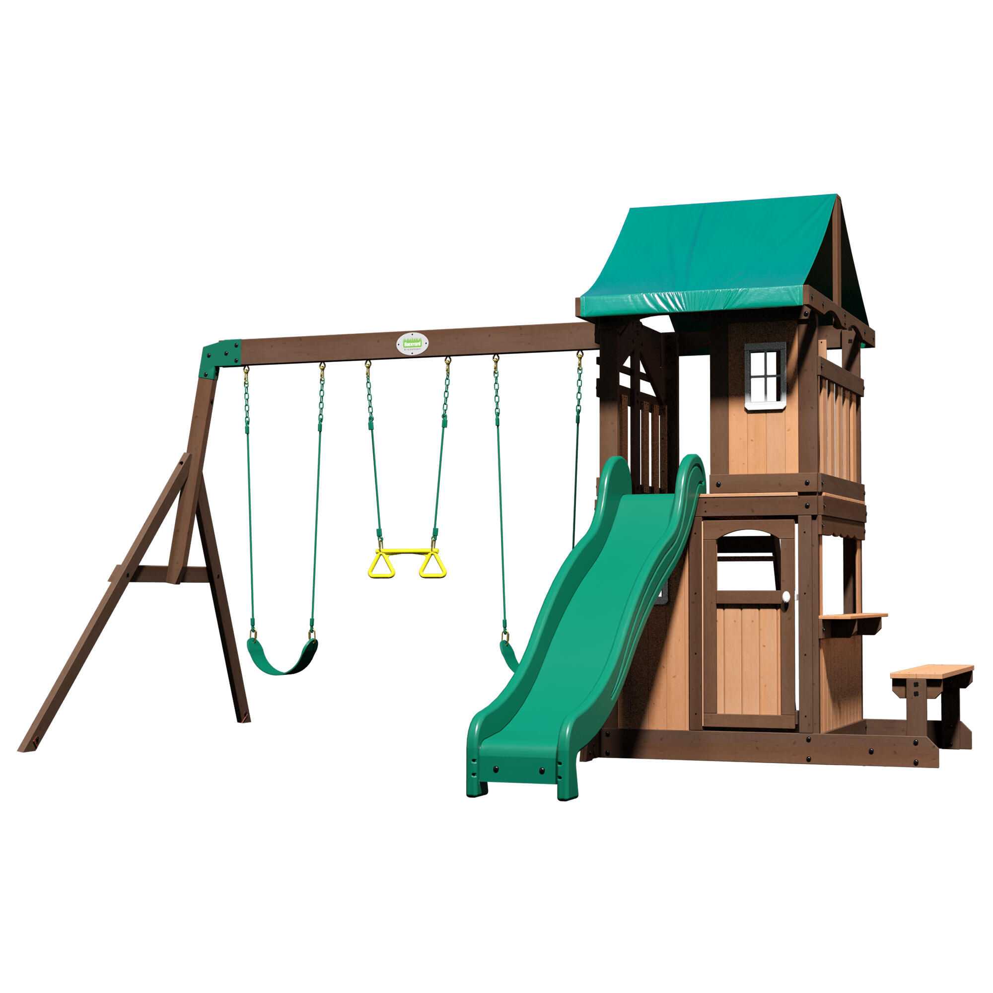 Backyard Discovery Lakewood Drewniany domek, hustawka, zjezdzalnia