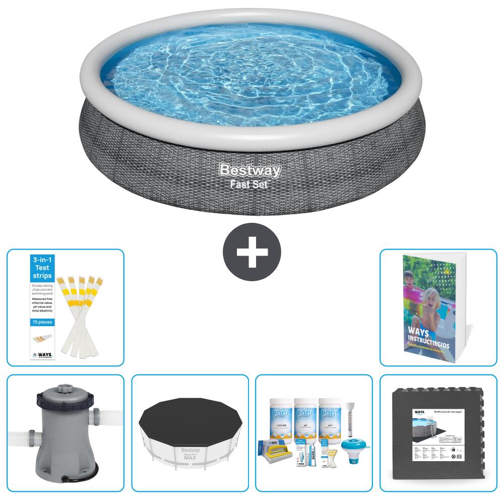 BESTWAY Basen Fast Set Okrągły - 366x76 cm - 7-częściowy S238