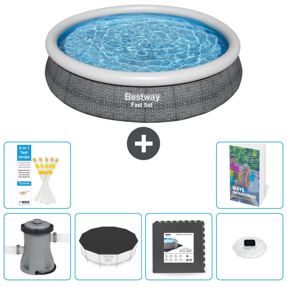 BESTWAY Basen Fast Set Okrągły - 366x76 cm - 7-częściowy S312