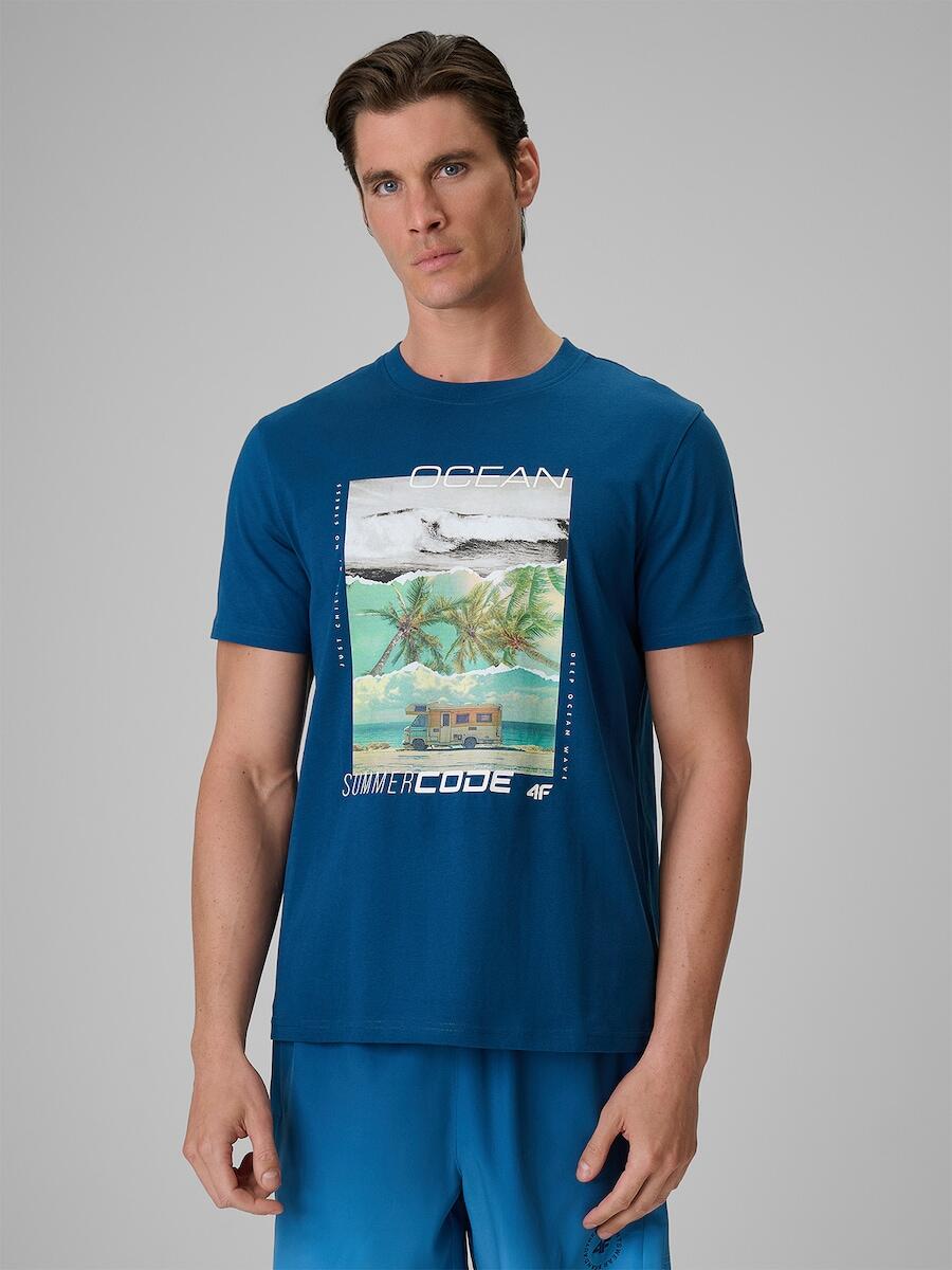 T-shirt regular z nadrukiem męski 4F 4FRSS26TTSHM4304
