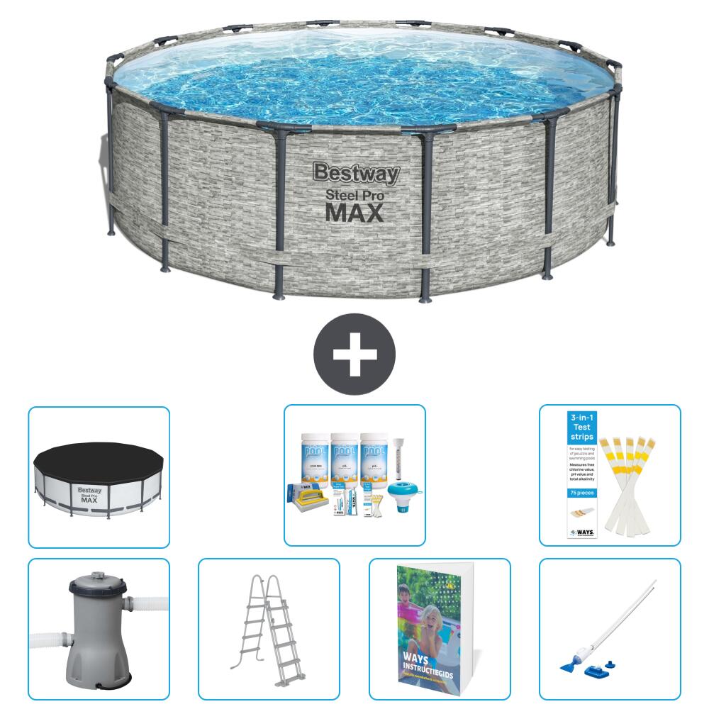 BESTWAY Basen Steel Pro MAX Okrągły - 427x122 cm - 8-częściowy S658