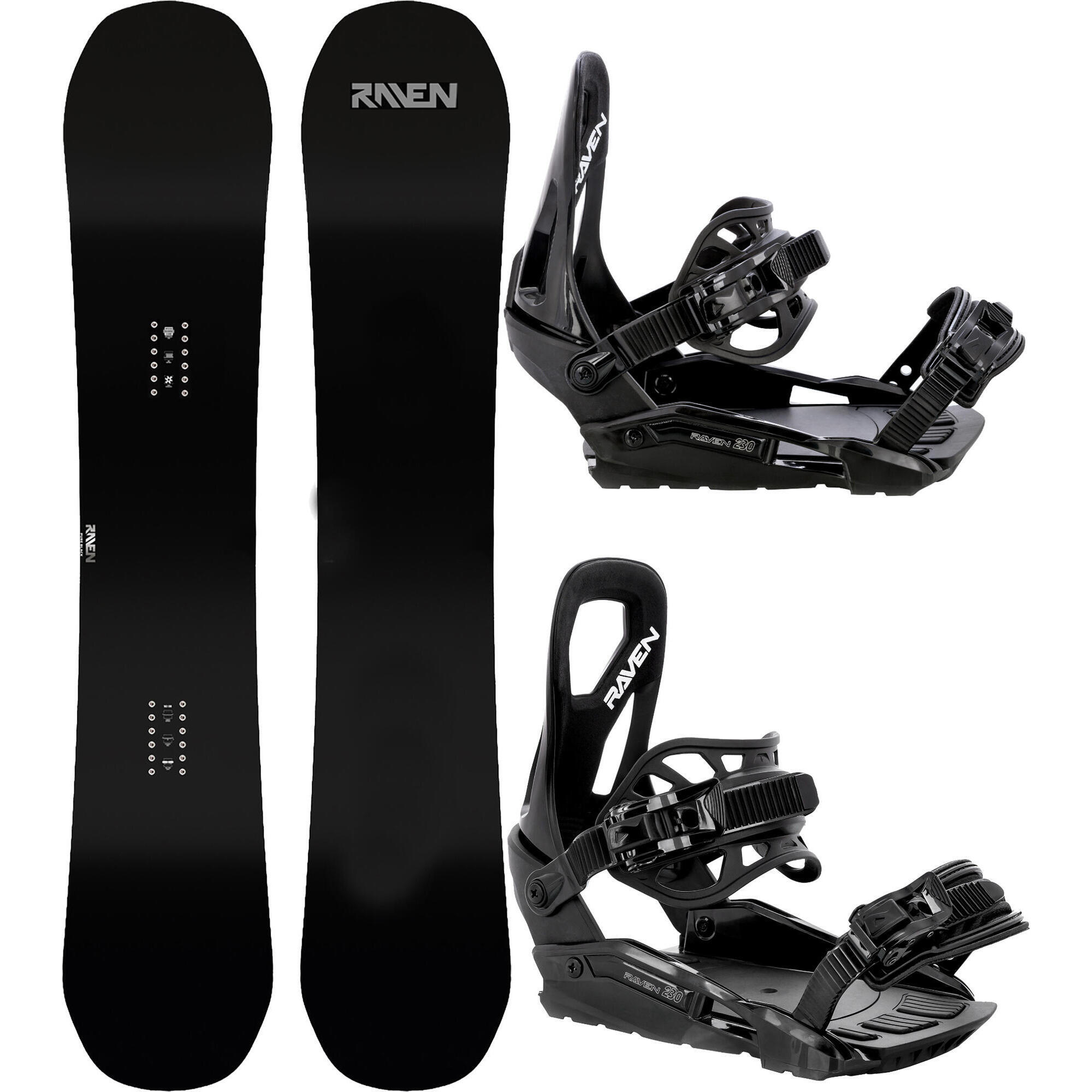 Zestaw Deska snowboardowa Raven Pure Black + Wiązania Raven s230