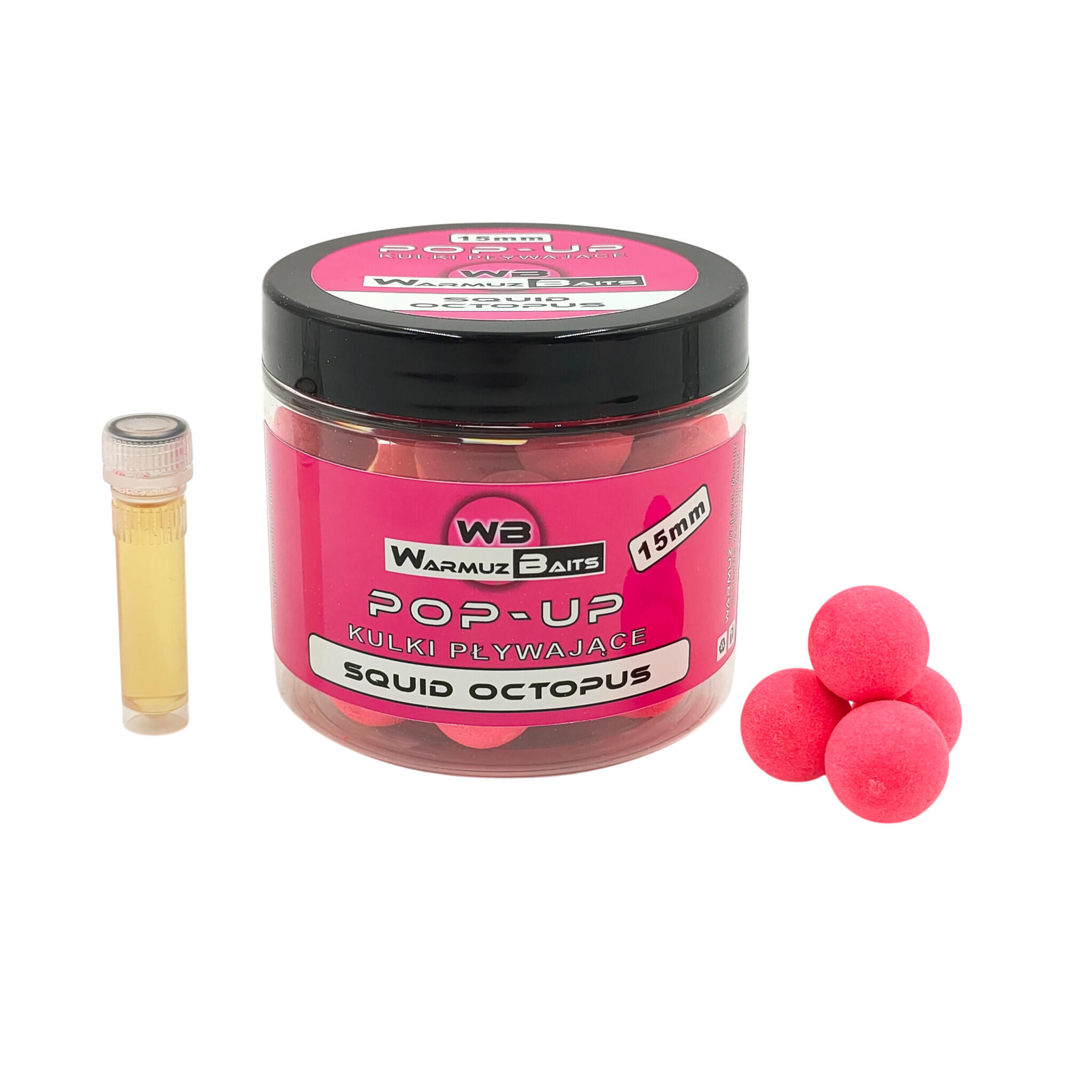 Kulki Pływające Pop Up 15mm + dopalacz Warmuz Baits 200ml SQUID OCTOPUS
