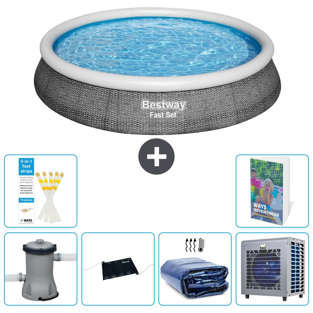 BESTWAY Basen Fast Set Okrągły - 396x84 cm - 7-częściowy S216
