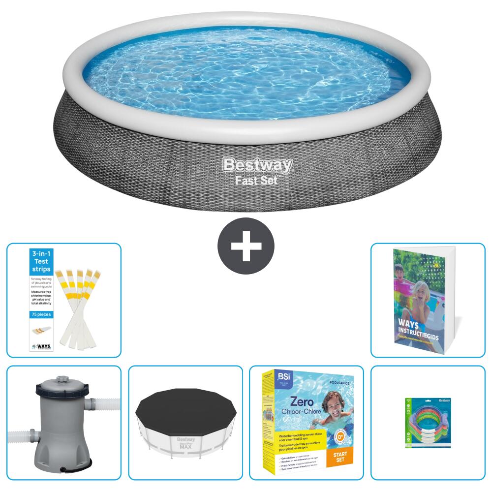 BESTWAY Basen Fast Set Okrągły - 396x84 cm - 7-częściowy S231