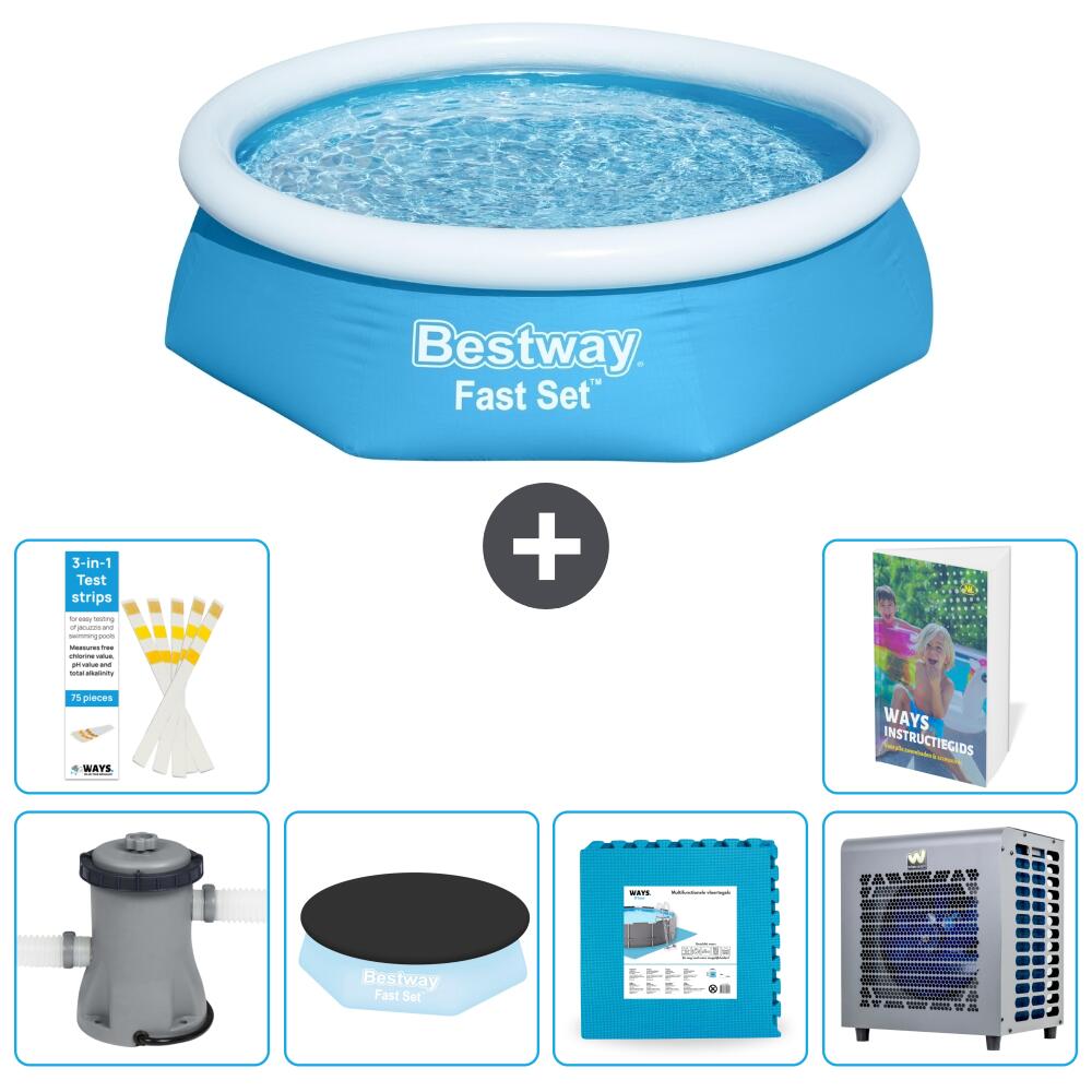 BESTWAY Basen Fast Set Okrągły - 244x61 cm - 7-częściowy S290