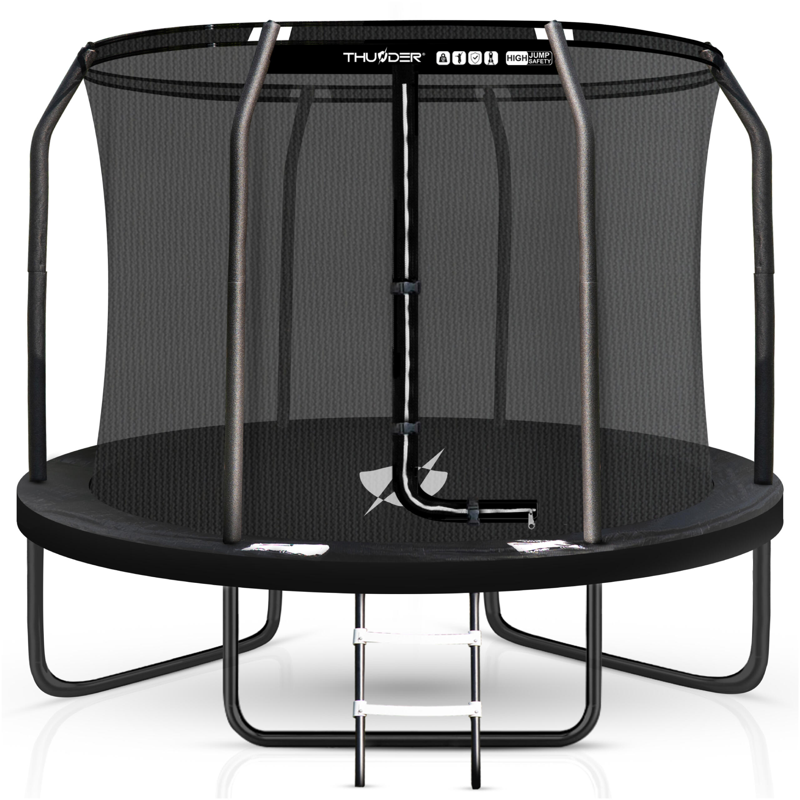 Trampolina ogrodowa dla dzieci z siatką THUNDER INSIDE ELITE 10FT 305CM BLACK