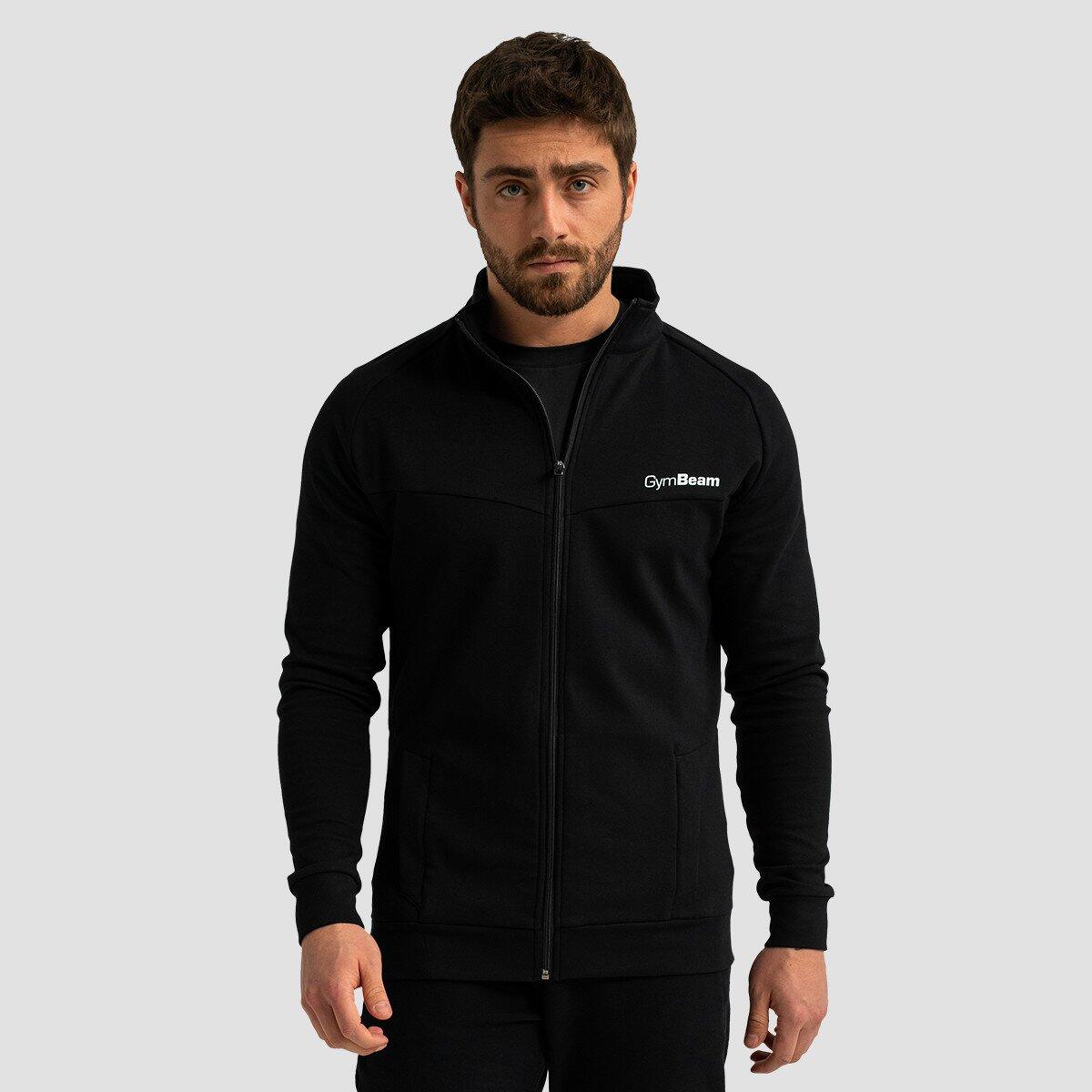Bluza męska fitness z zamkiem bez kaptura czarna Limitless
