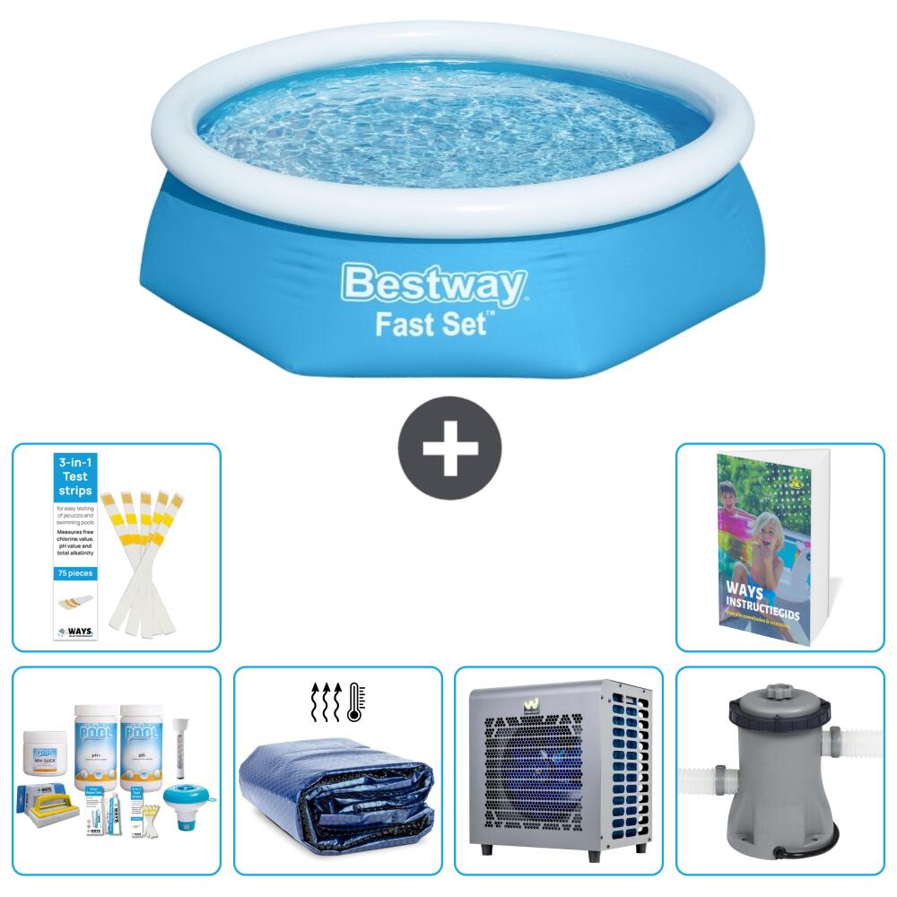 BESTWAY Basen Fast Set Okrągły - 244x61 cm - 7-częściowy S128