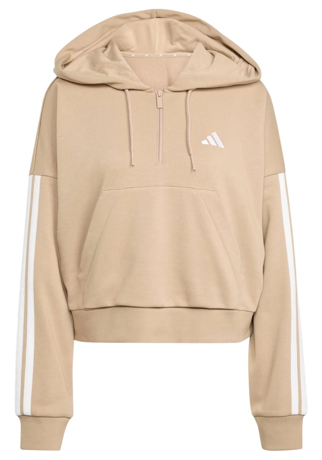 Bluza damska Essentials 3-Stripes French Terry Hoodie Quarter Zip