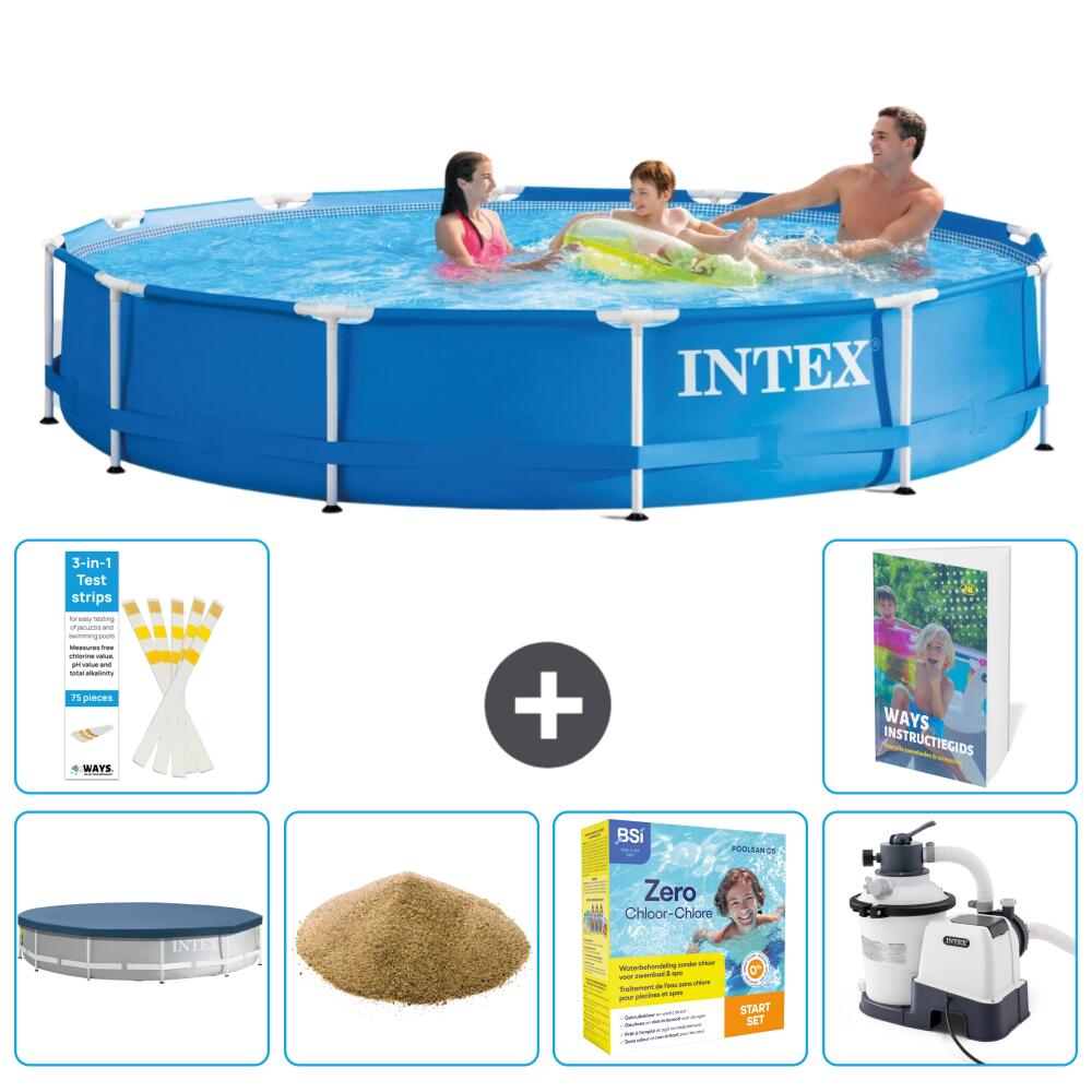 INTEX Basen ze stelażem Okrągły - 366x76 cm - 7-częściowy S170