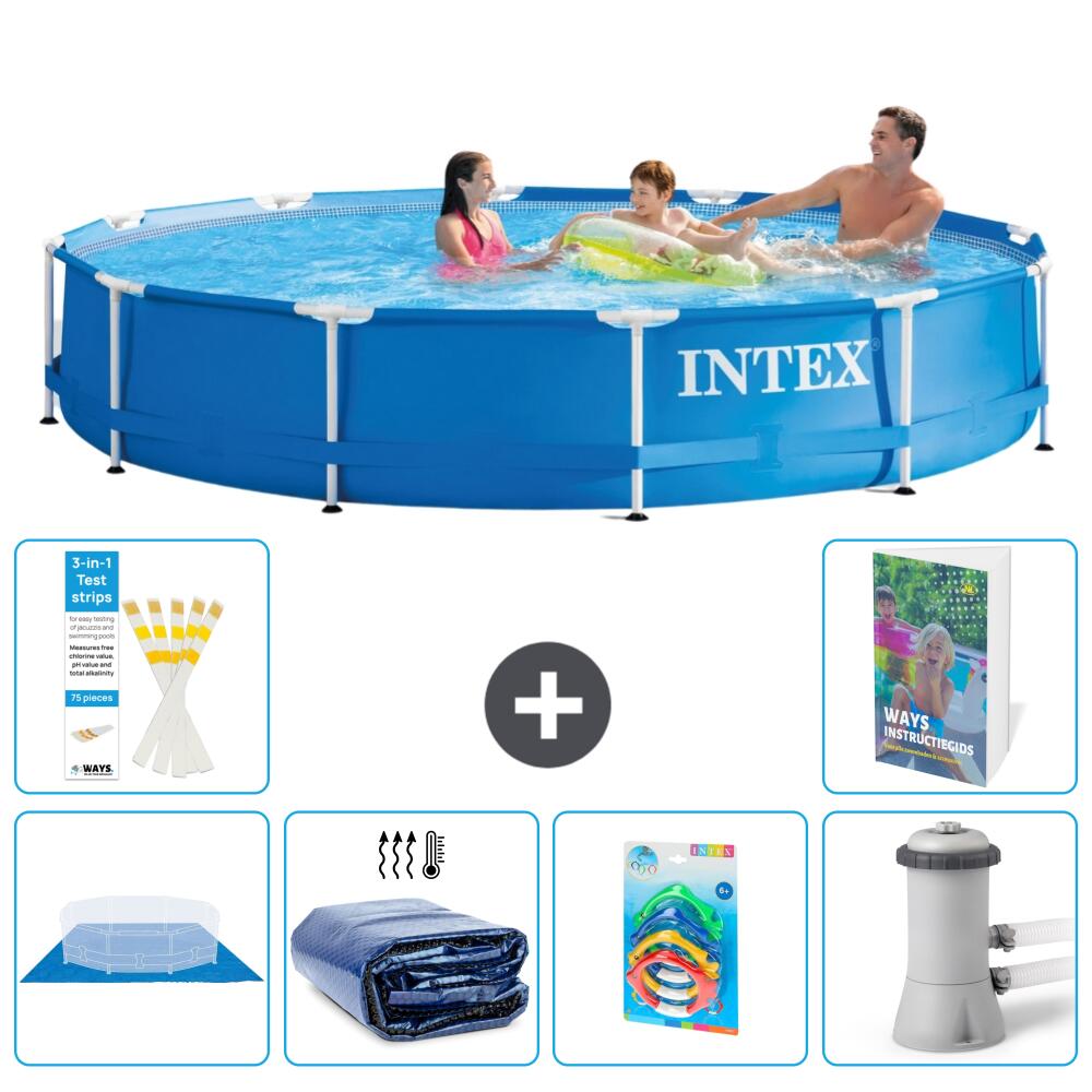 INTEX Basen ze stelażem Okrągły - 366x76 cm - 7-częściowy S46
