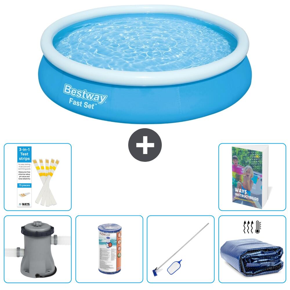 BESTWAY Basen Fast Set Okrągły - 366x76 cm - 7-częściowy S194