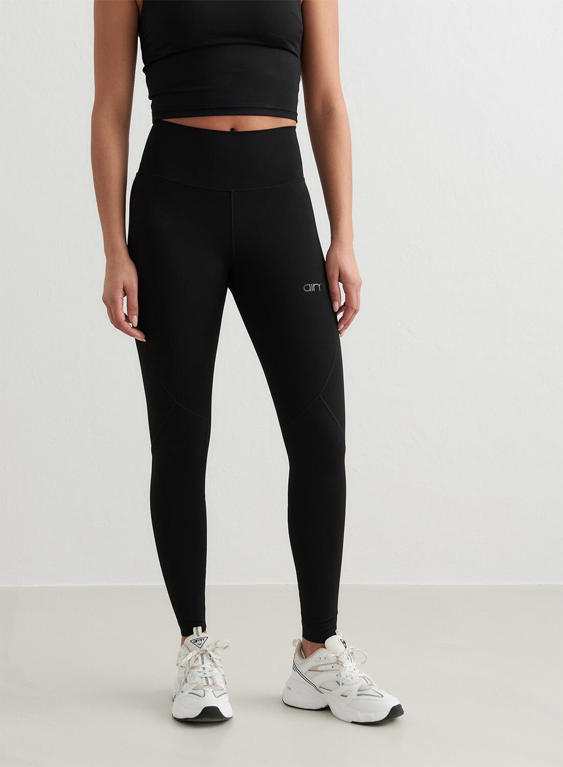 Damskie legginsy z wysokim stanem, odprowadzające pot Sculpting czarne