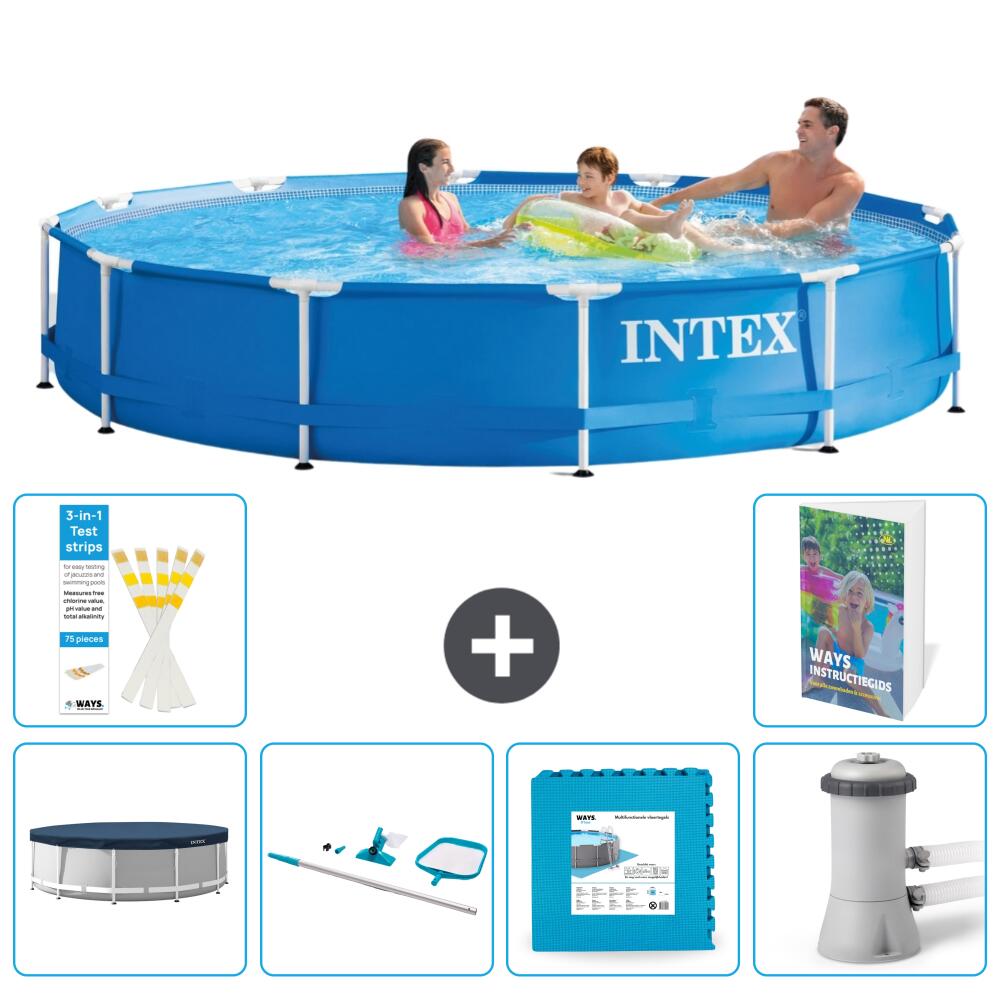 INTEX Basen ze stelażem Okrągły - 366x76 cm - 7-częściowy S121