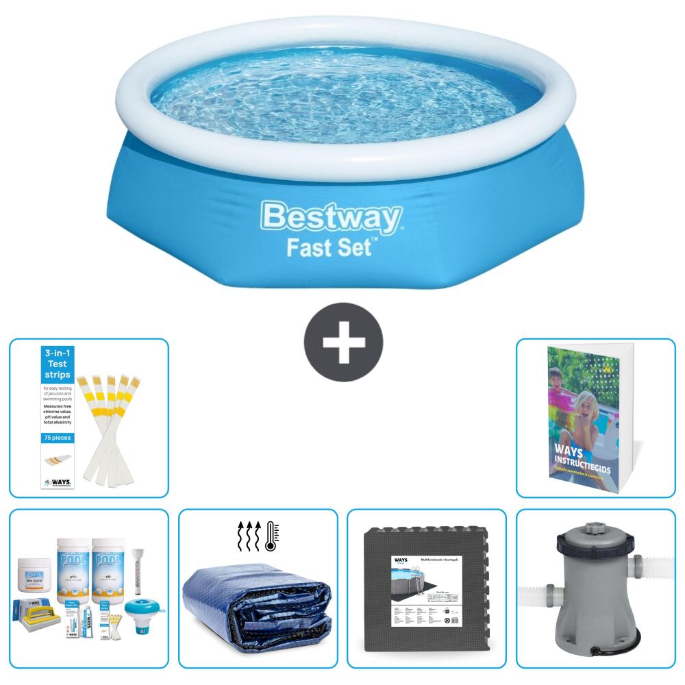 BESTWAY Basen Fast Set Okrągły - 244x61 cm - 7-częściowy S59
