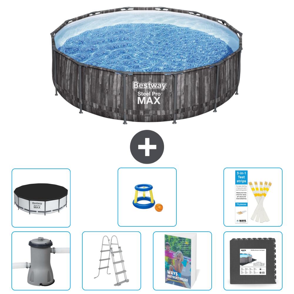 BESTWAY Basen Steel Pro MAX Okrągły - 427x107 cm - 8-częściowy S525