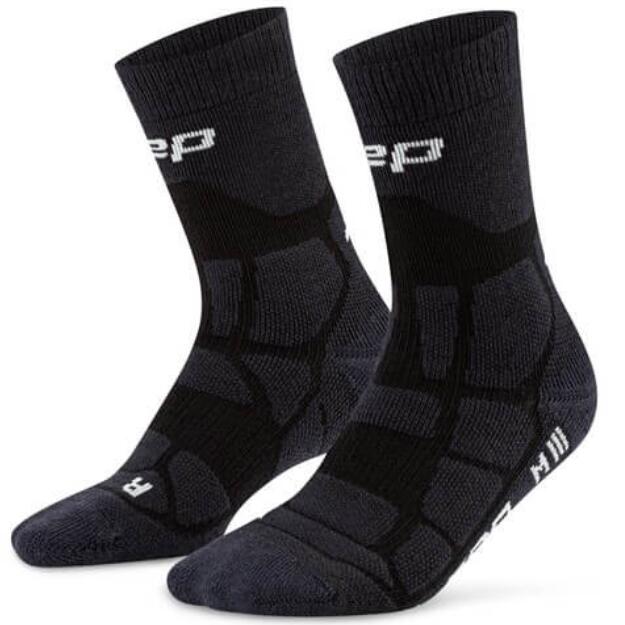 Skarpety hikingowe męskie kompresyjne do połowy łydki z maks amortyzacją CEP