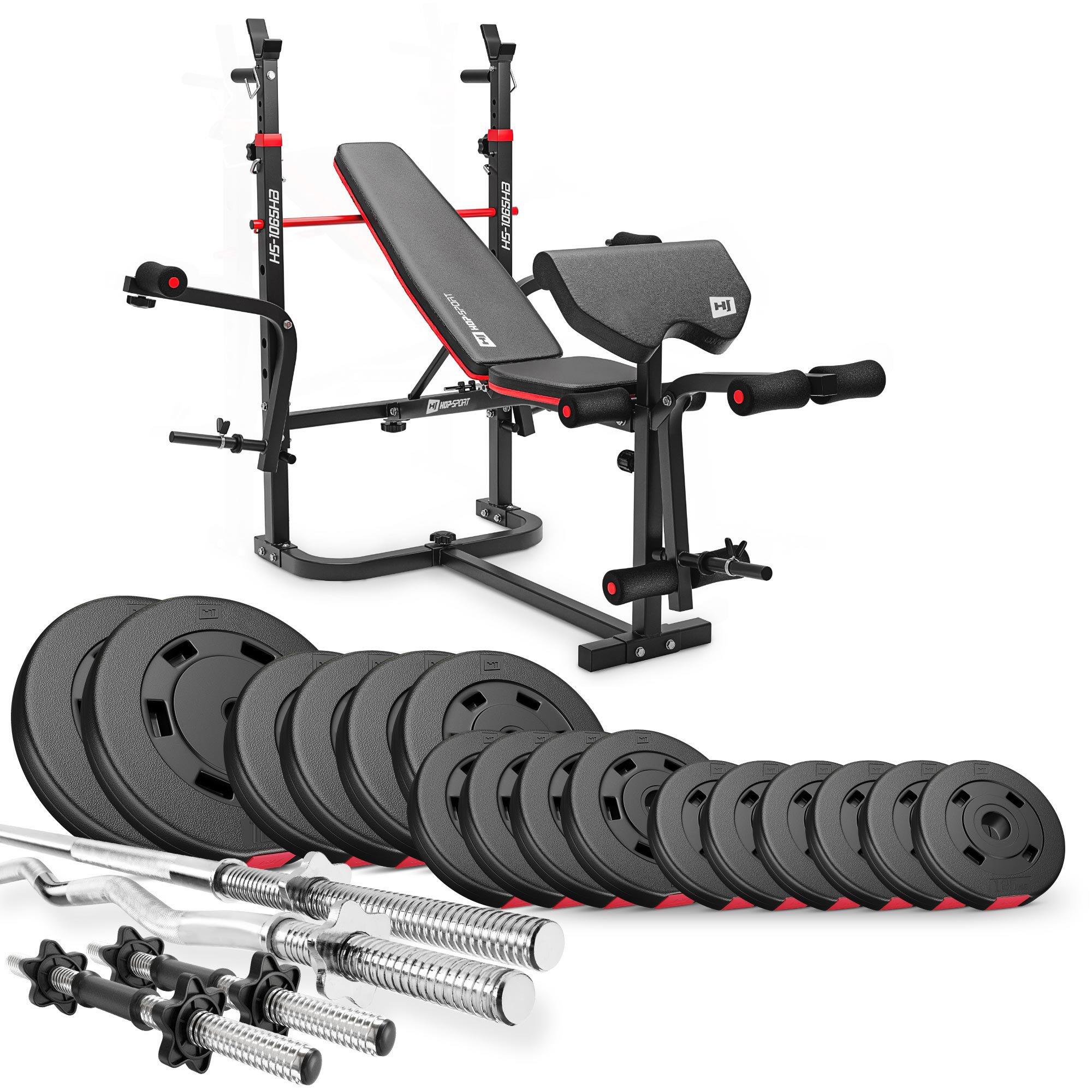 Zestaw kulturystyczny kompozytowy Hop-Sport Premium 75kg z ławką HS-1065