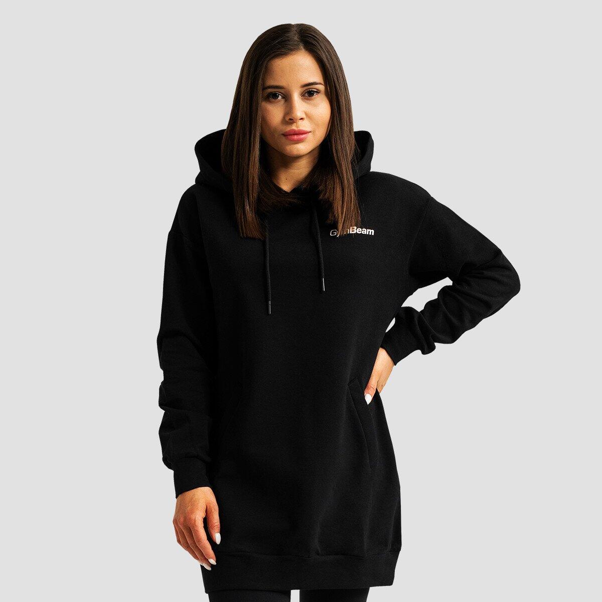 Bluza damska fitness z kapturem długa czarna Limitless Longline