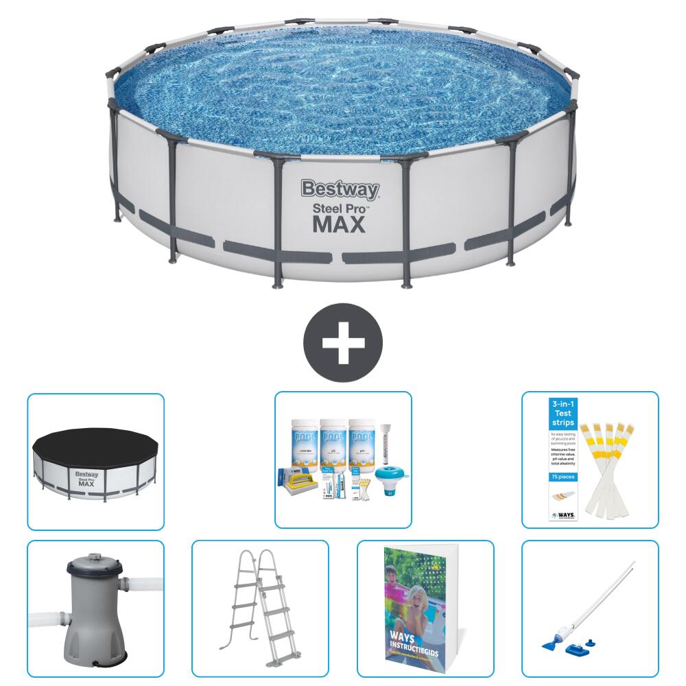 BESTWAY Basen Steel Pro MAX Okrągły - 427x122 cm - 8-częściowy S658