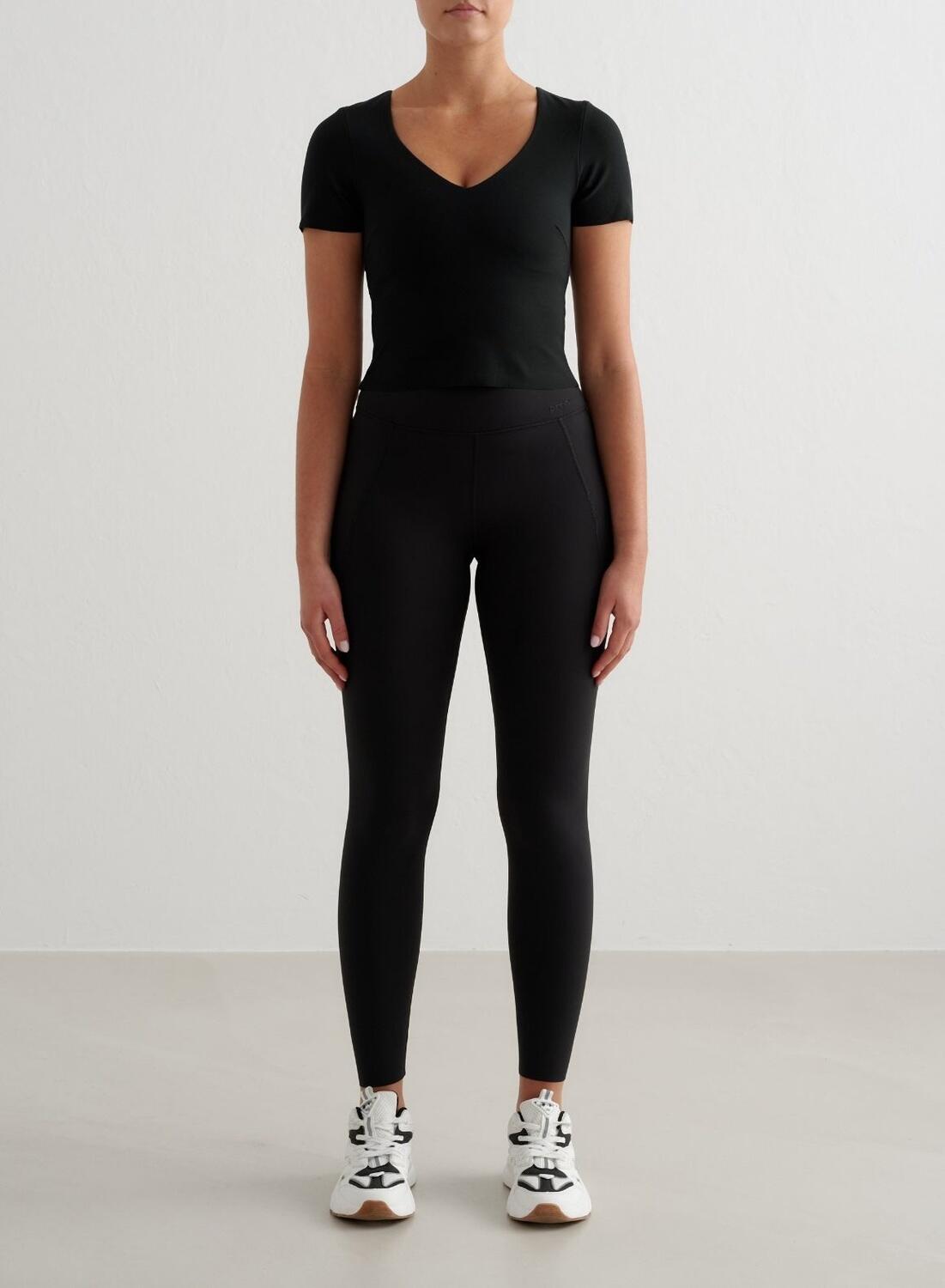 Damskie legginsy z wysokim stanem, squat proof, z kieszeniami Sense czarne