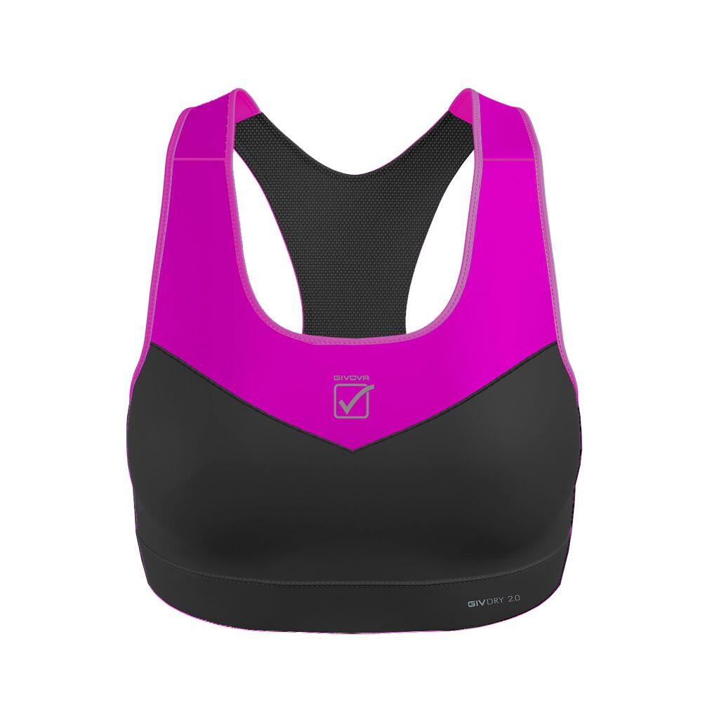 Biustonosz sportowy Givova Top Donna czarno-fuxia czarno-różowy
