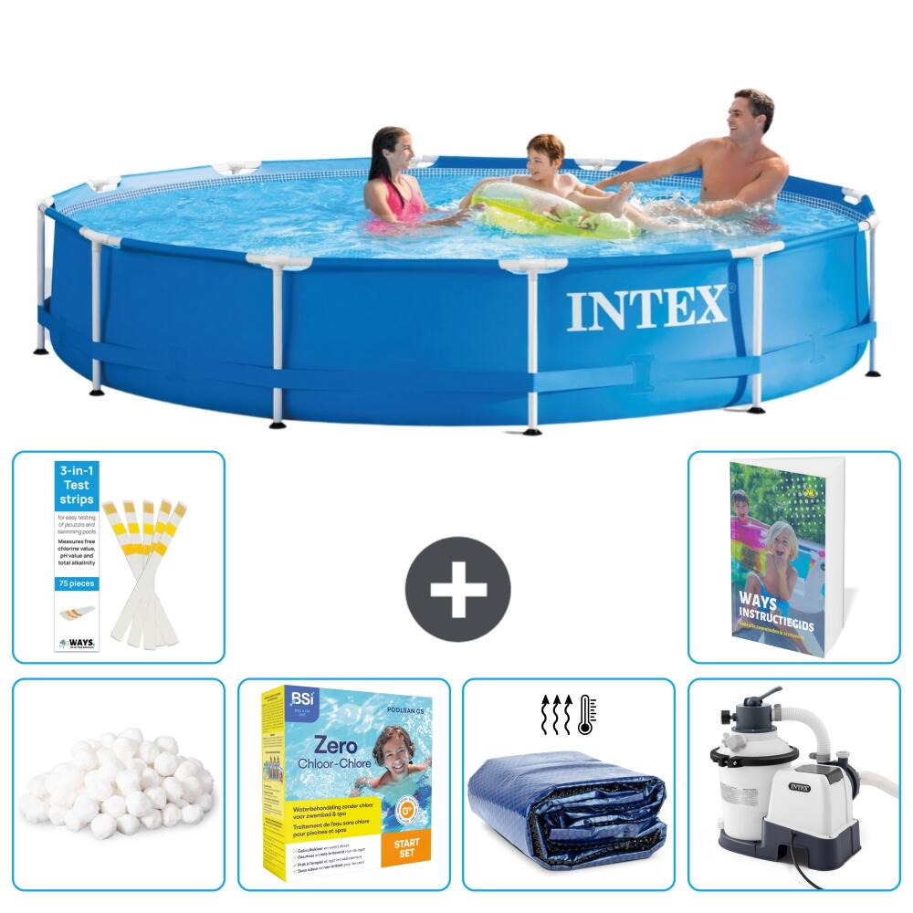 INTEX Basen ze stelażem Okrągły - 366x76 cm - 7-częściowy S75