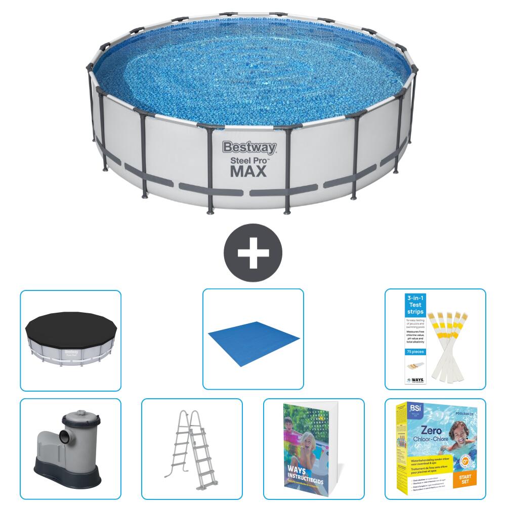 BESTWAY Basen Steel Pro MAX Okrągły - 488x122 cm - 8-częściowy S546
